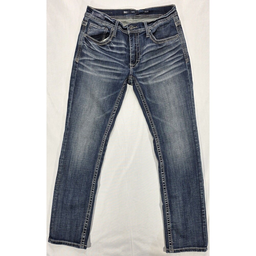 BKE Mason Taper Stretch Jean Men 32x32 Regular Fit Sanded Whiskered Modern Denim